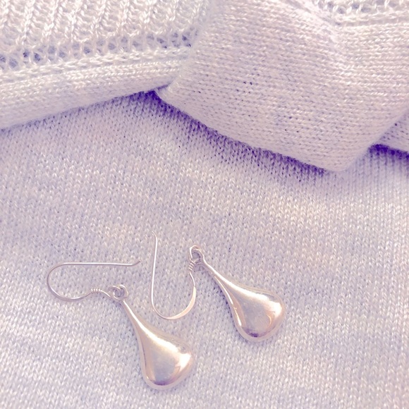 Vintage Sterling Silver Teardrop Earrings - Picture 2 of 5